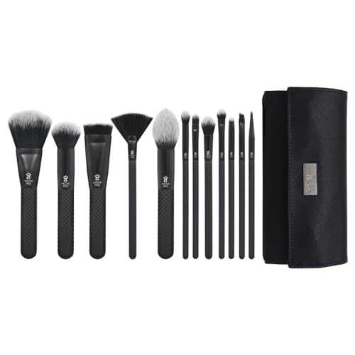 MODA Pro Full Face 13PC Makeup Brush Set with Travel Pouch (Black)