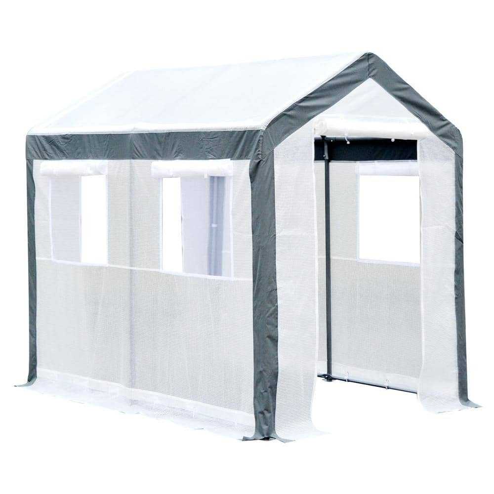 8 ft. L x 6 ft. W x 7 ft. H Walk-in Garden Greenhouse Fully Enclosed with Steel Tubing, 4 Windows and 2 Zippered Doors