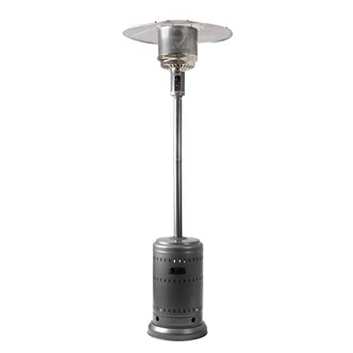 Amazon Basics 46,000 BTU (13489.74 watts) Outdoor Propane Patio Heater with Wheels, Commercial & Residential, Slate Gray, 32.1 x 32.1 x 91.3 inches (LxWxH)
