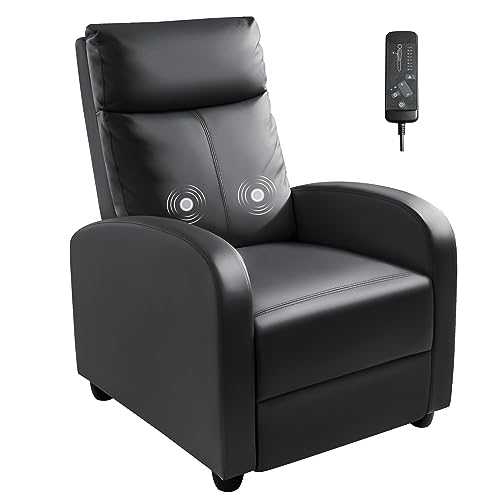 Homall Recliner Chair, Recliner Sofa PU Leather for Adults, Recliners Home Theater Seating with Lumbar Support, Reclining Sofa Chair for Living Room (Leather, Dark Black)