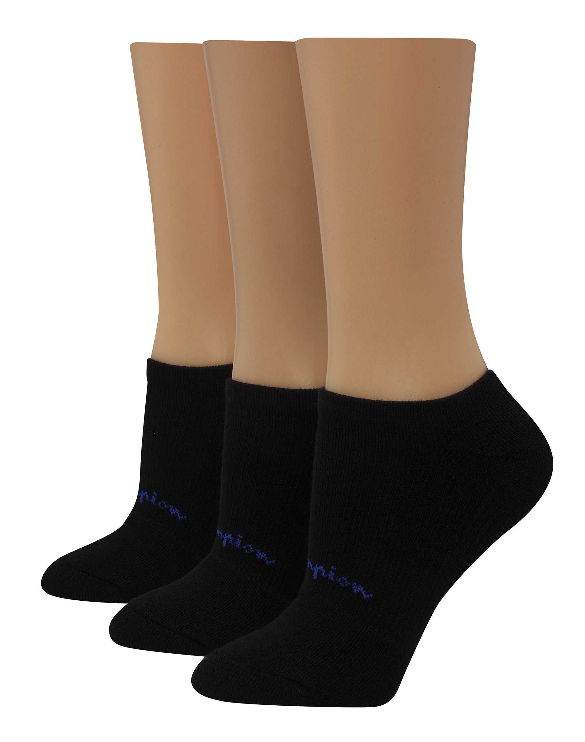 Champion Women's Compression No-Show Socks, 3-pairs Black 5-9