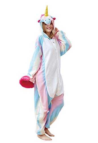SSGJZZ Adult Onesie Unicorn Pyjamas Halloween Costume Cosplay Colorful Medium