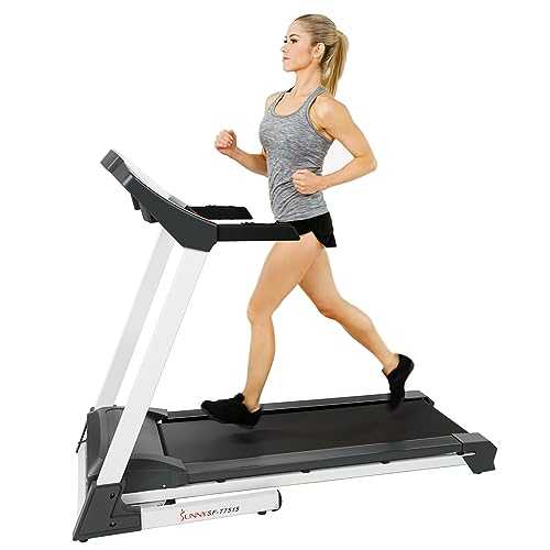 Sunny Health & Fitness Performance Treadmill Features Auto Incline, Dedicated Speed Buttons, Double Deck Technology, Digital Performance Display with BMI Calculator and Pulse Sensors