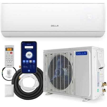 DELLA 12000 BTU Wifi Enabled 20 SEER Cools Up to 550 Sq.Ft 110-120V Energy Efficient Mini Split Air Conditioner & Heater Ductless Inverter System with 1 Ton Heat Pump (JA Series)