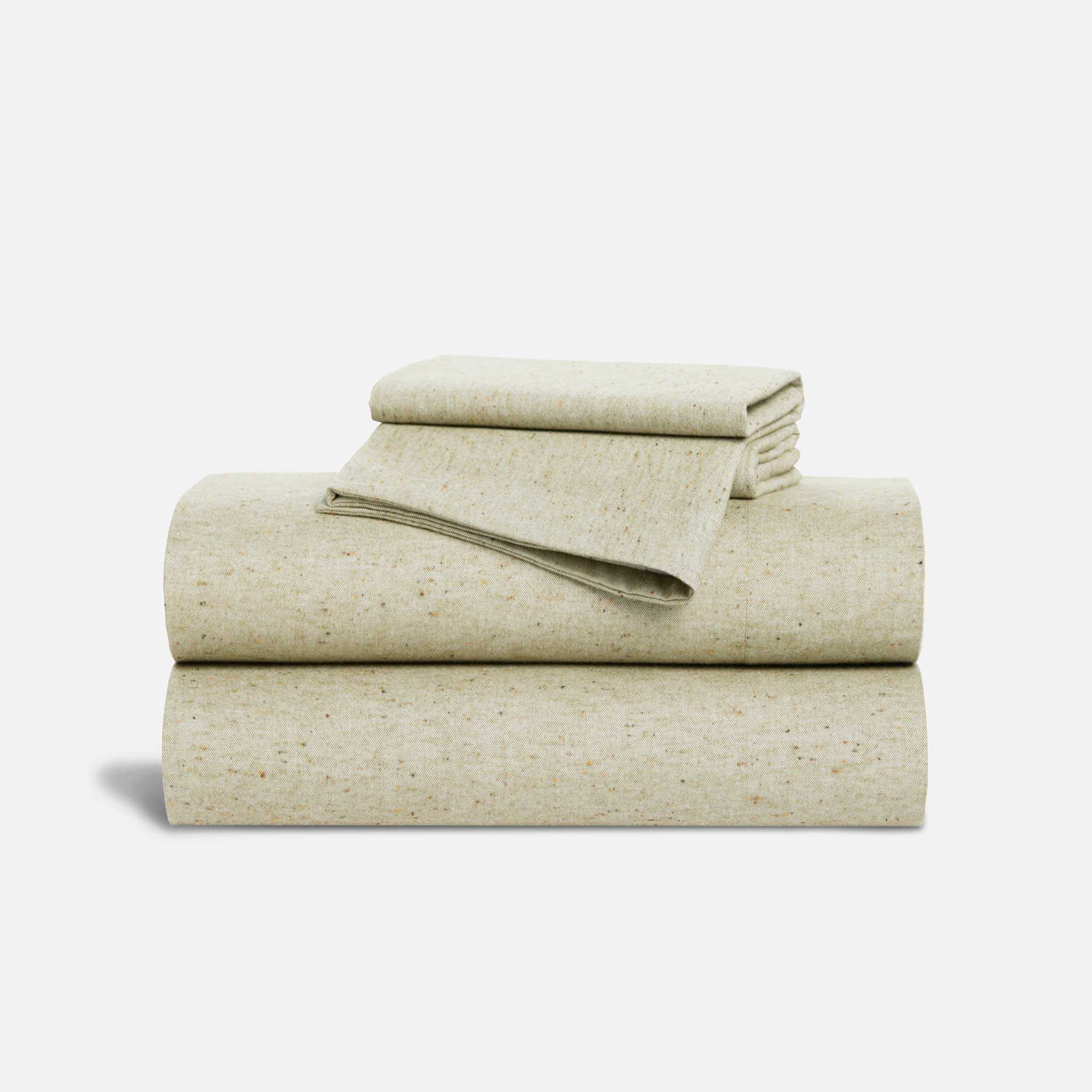 Brooklinen Brushed Flannel Core Sheet Set size Queen in Speckled Moss