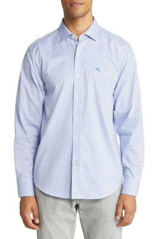 Tommy Bahama Men's Sarasota Stretch Ventura IslandZone® Stripe Stretch Button-Up Shirt in Blues at Nordstrom, Size 1Xb